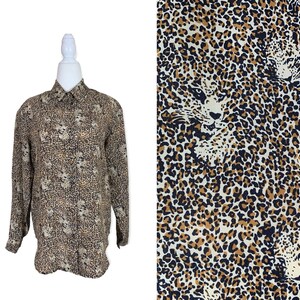 Silk Leopard Print Sheer Blouse