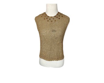 40’s Jeweled Gold Mesh Sweater