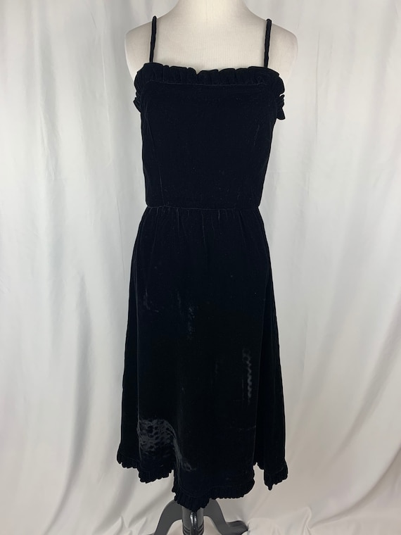 Vintage Black Velvet Beaded Maxi Dress