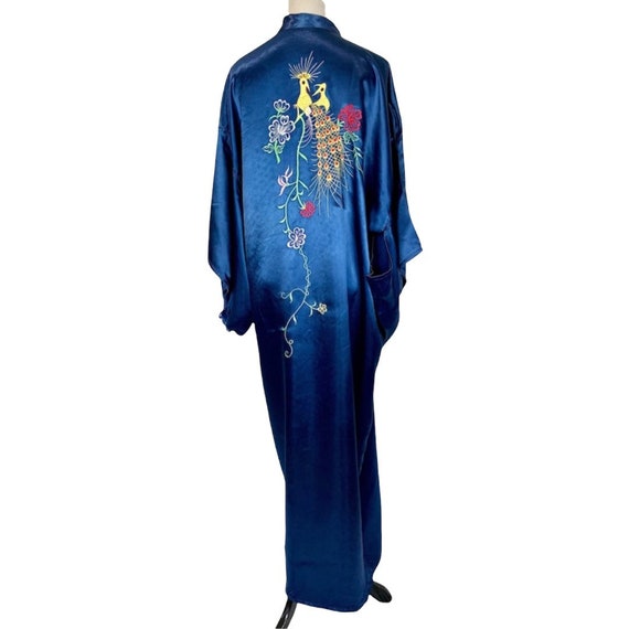 Peacock Embroidered Satin Robe - image 2