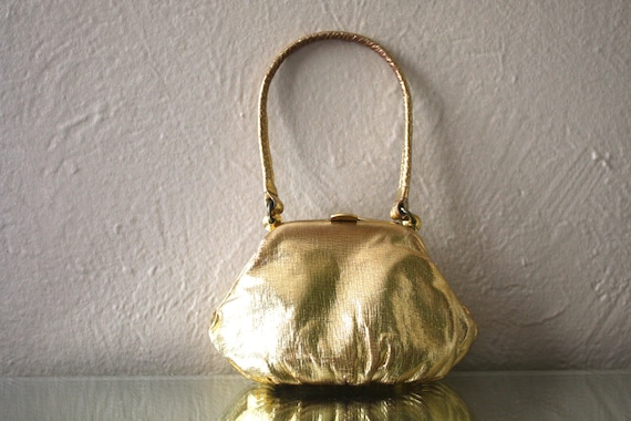 Vintage Tiny Leather Gold Handbag
