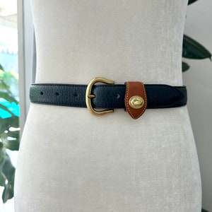 Vintage Dooney Bourke Navy Blue Leather Belt Blue Pebbled Leather Etsy