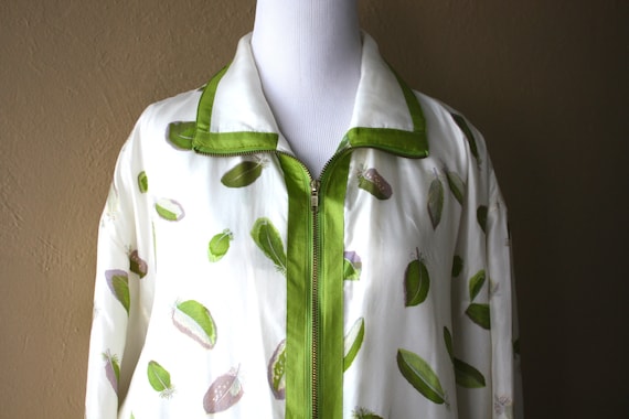 Vintage Silk Feather Print Jacket