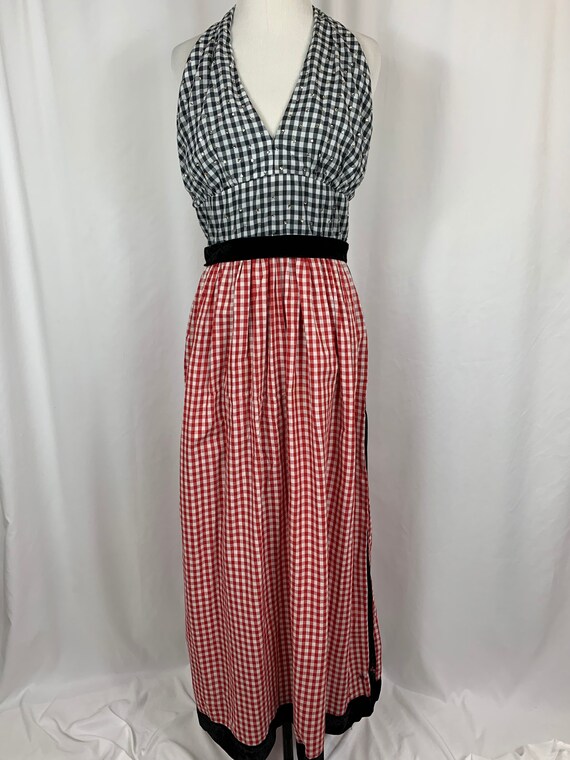 Vintage Red and Black Gingham Maxi Dress