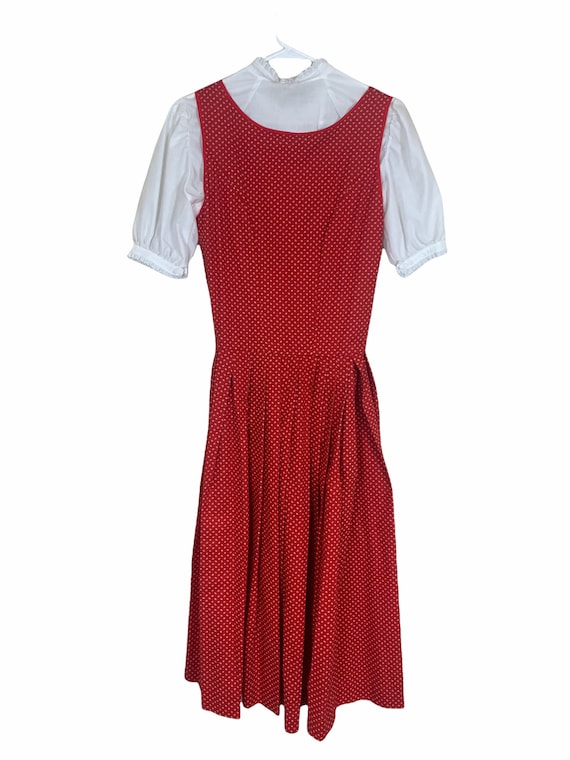 Vintage Red and White Floral Folk Dress - image 1