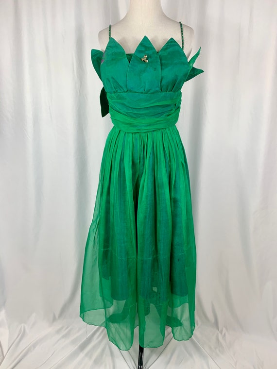 Vintage Emerald Green Silk Fairy Dress