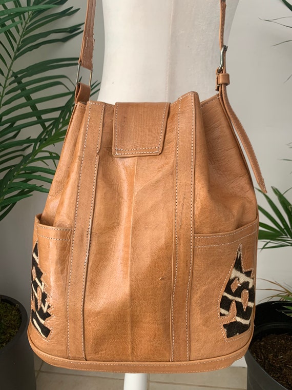 Leather Drawstring Shoulder Bag - image 3