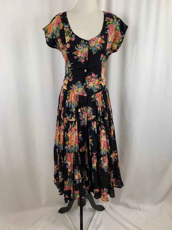 Vintage 90's Indian Cotton Floral Gauze Dress