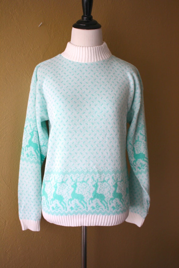 Vintage Little Girls Dancing Deer Novelty Sweater
