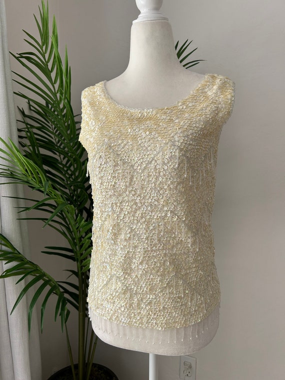 50's Beaded Sequin Knit Shell