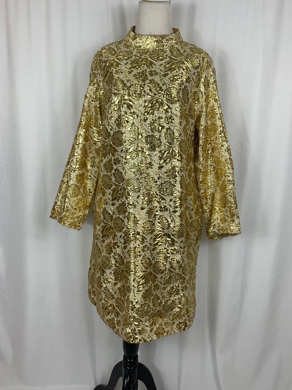Vintage Gold Brocade Plus Size Dress
