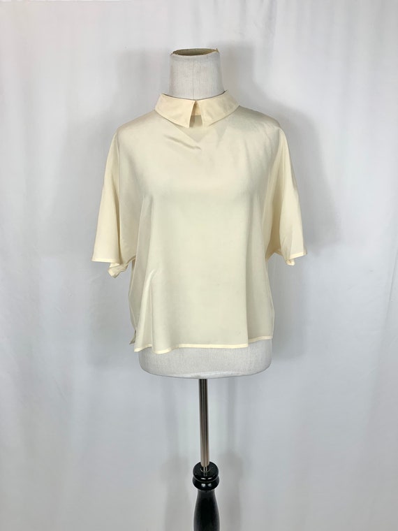 Vintage Batwing Satin Cropped Blouse