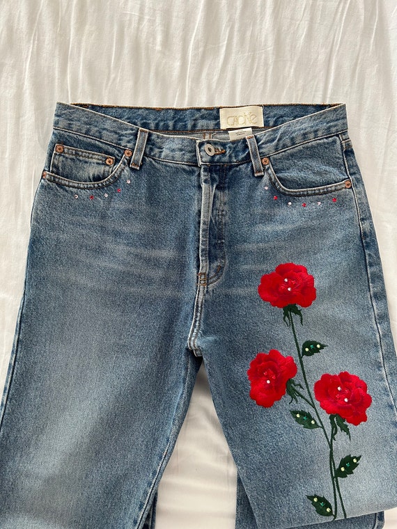 Vintage Cache Rose Embroidered High Waisted Denim 