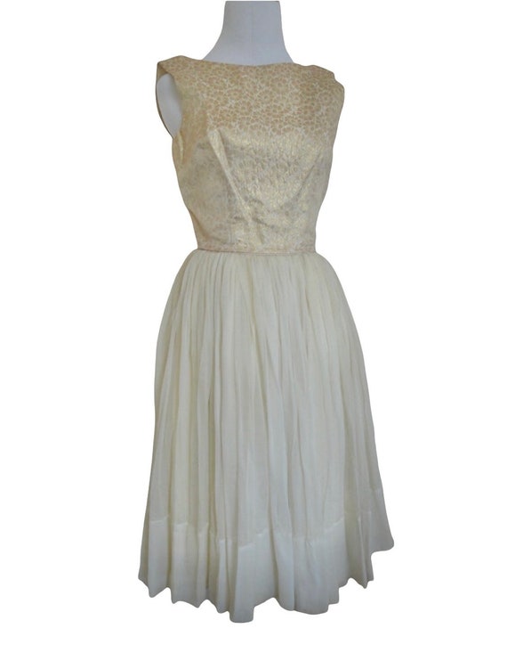 50's Brocade and Silk Chiffon Cupcake Dress - image 2