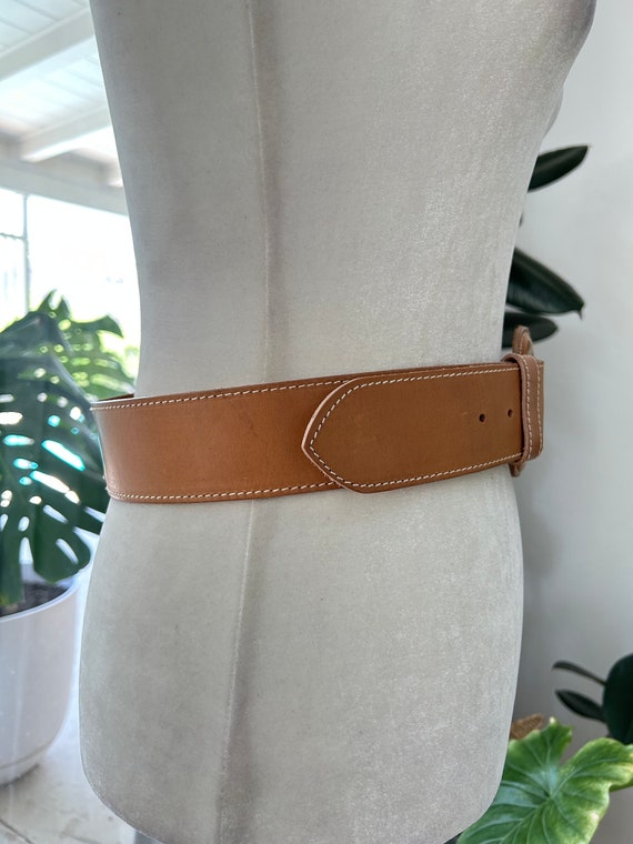 High Waisted Tan Leather Belt - image 2