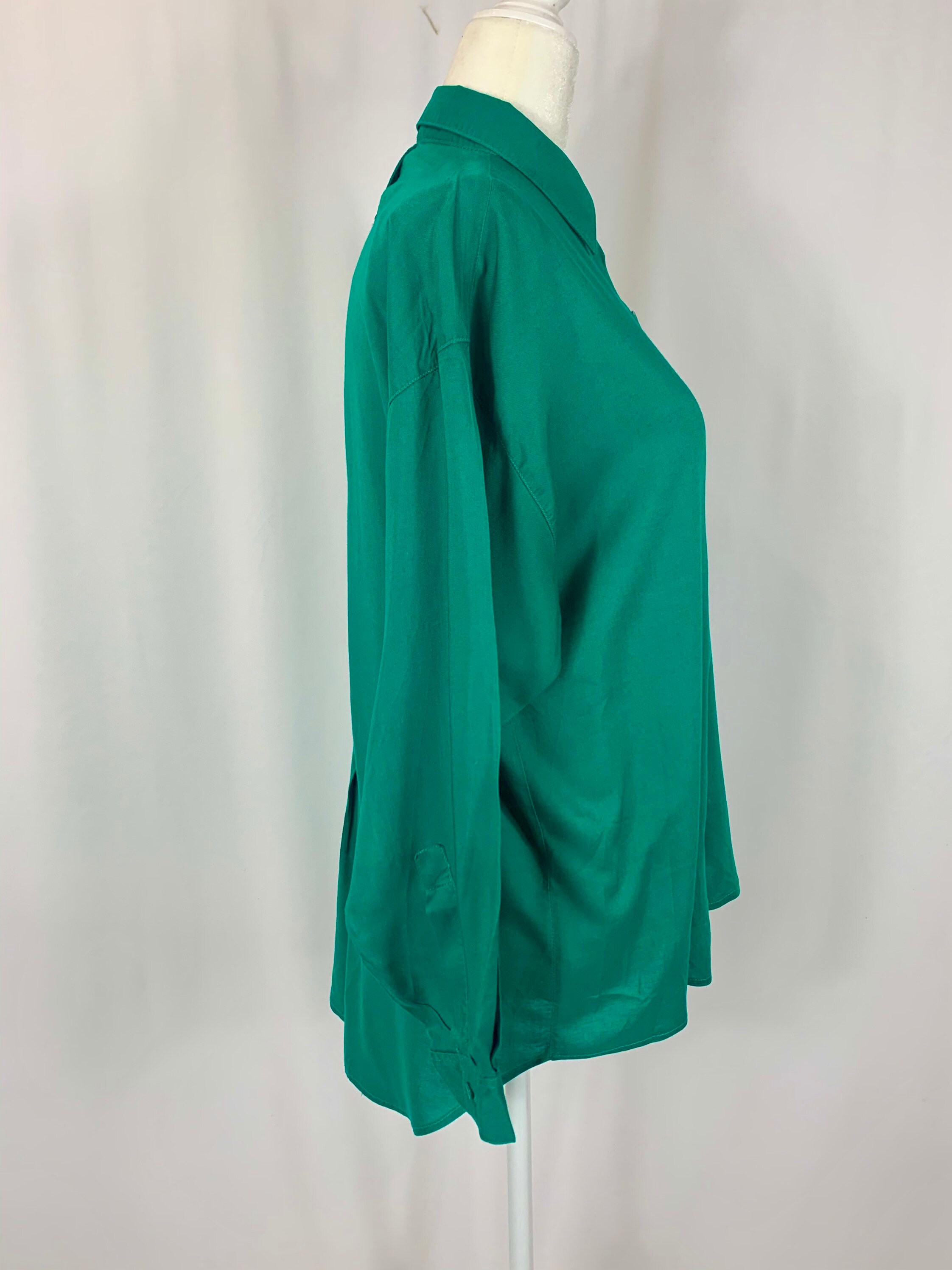 Vintage Emerald Green Rayon Blouse | Etsy