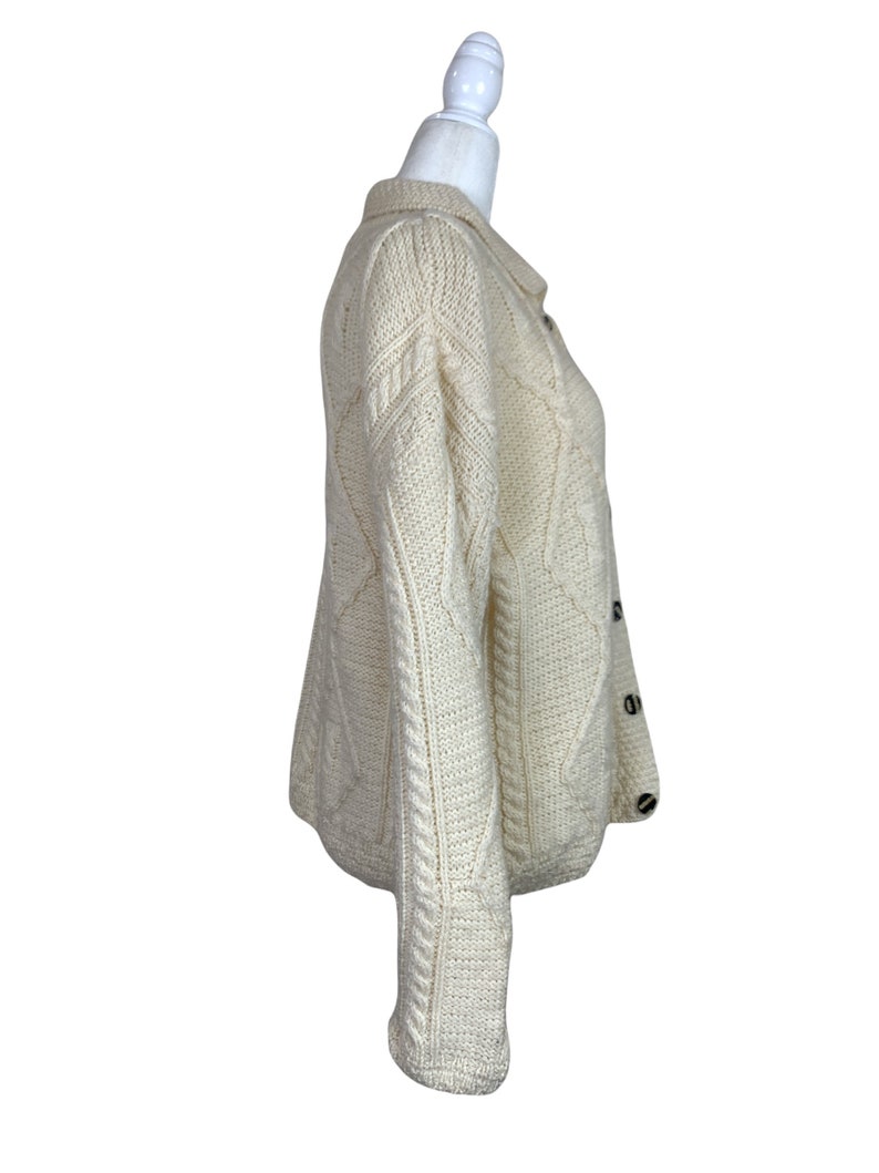 Vintage Irish Fisherman Style Cream Cardigan image 3