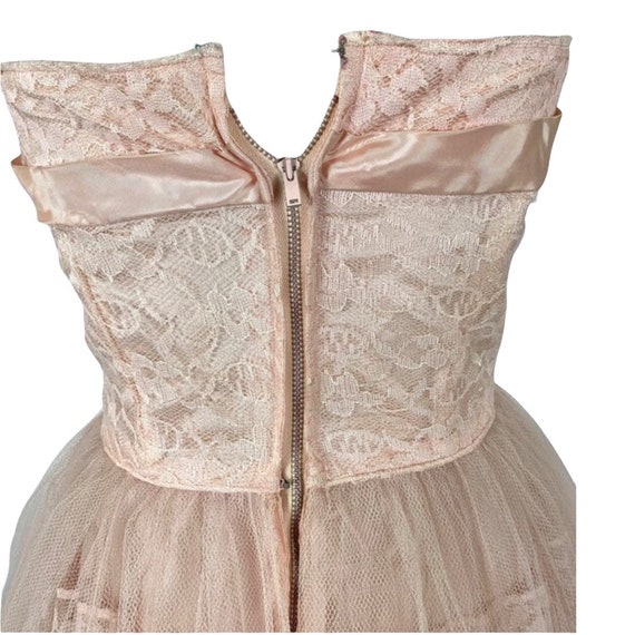 Vintage 50’s Pink Tulle Strapless Gown - image 4