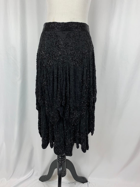 Stunning Vintage Black Silk Sequin Skirt