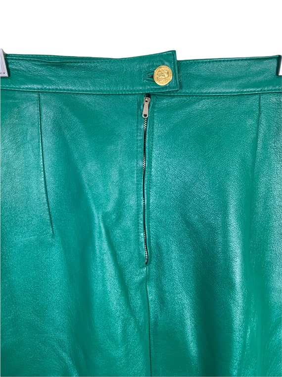 Green Leather Pencil Skirt - image 4