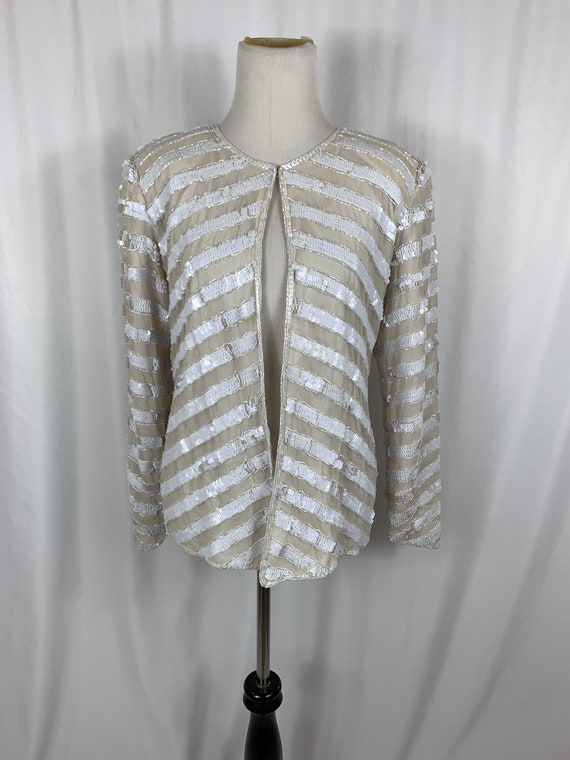 Vintage Sequined Ivory Silk Blazer