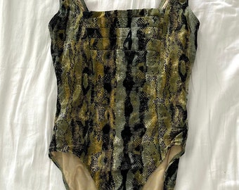 Costume da bagno con stampa pelle di serpente anni '90