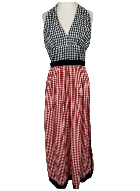 gingham halter dress Black Satin Halter Maxi Dress