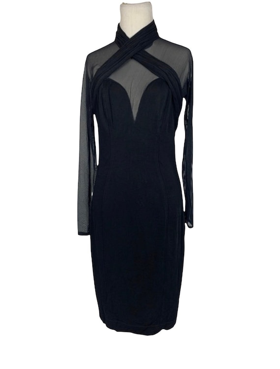 90's Sheer Black Bodycon Dress - image 1