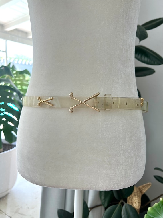 Vintage Clear Belt with Gold Golf Club