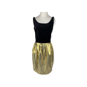 Vintage Gold and Black Velvet Dress