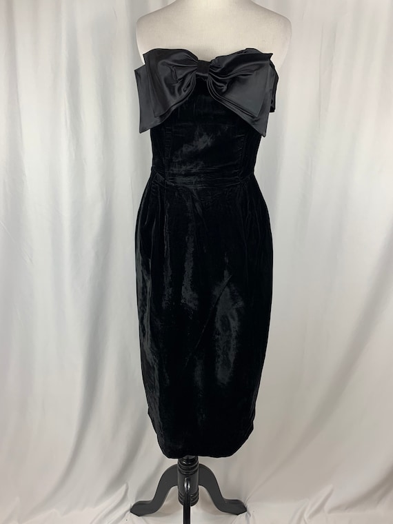 Vintage 80's Black Velvet Wriggle Dress