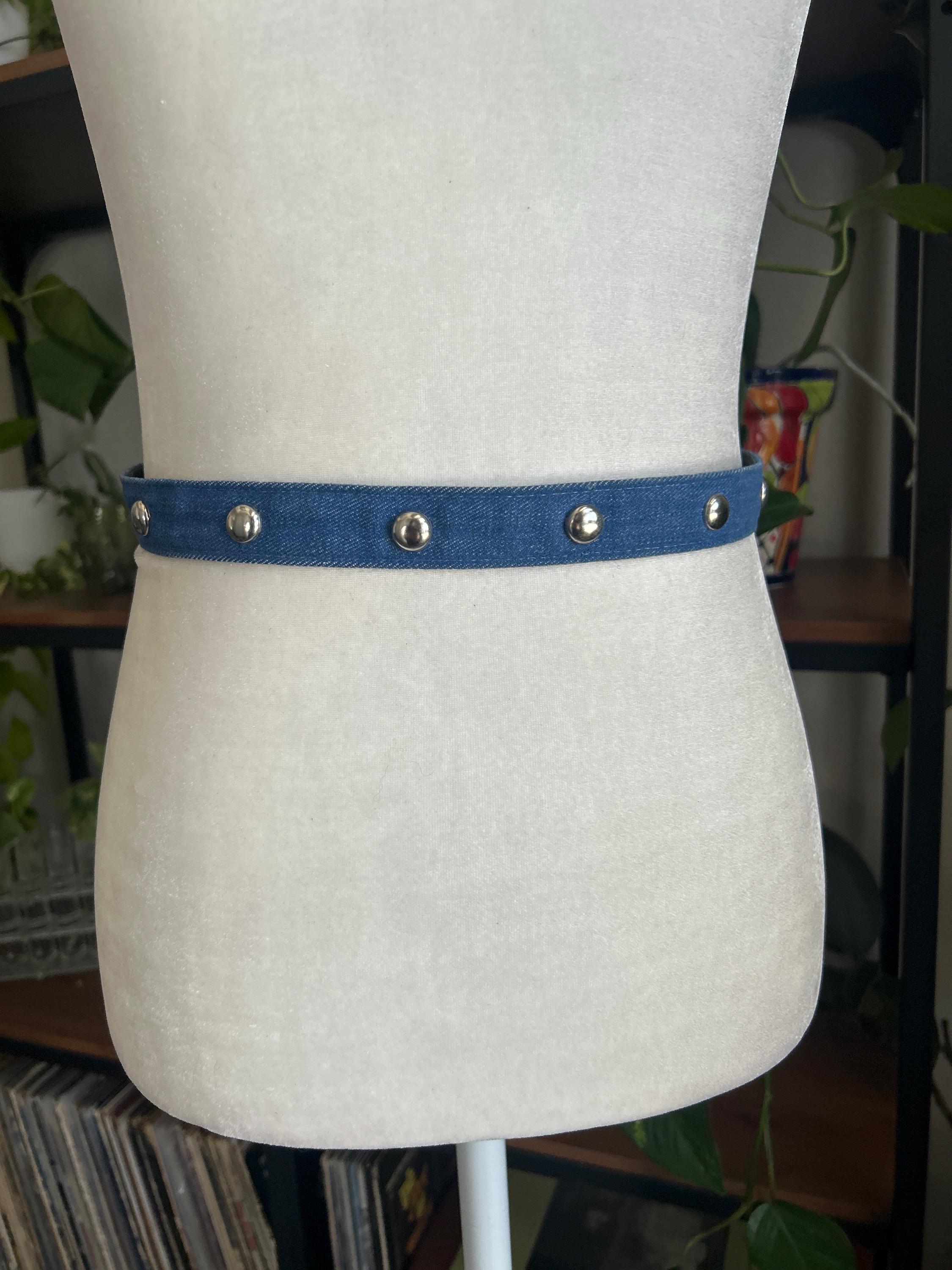 Vintage Denim Stud Belt - Etsy