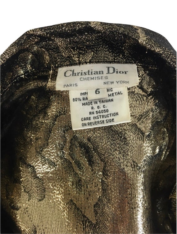 Christian Dior Black and Gold Lamé Blouse - image 6