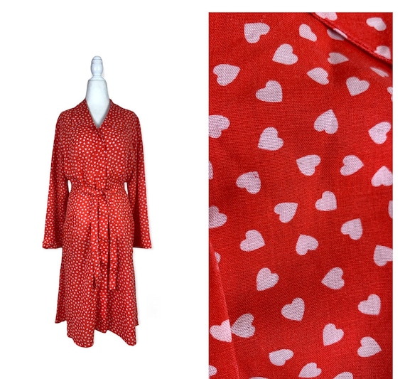 Vintage Handmade Heart Print Dress - image 1