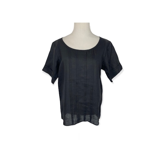 Yves Saint Laurent Silk Black Linen Blouse - image 1