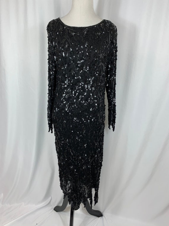 Vintage Black Silk Sequin Dress