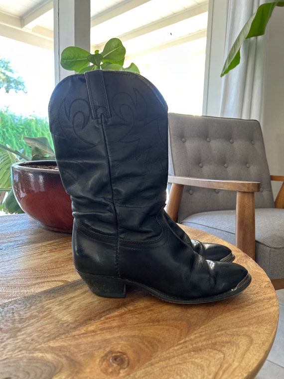 Durango Black Leather Cowboy Boots 7.5