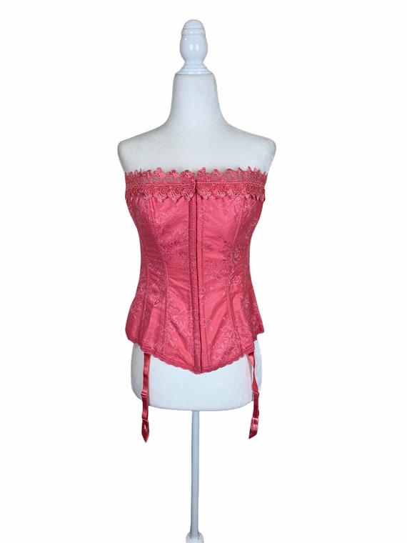 Pink Brocade Lace up Corset