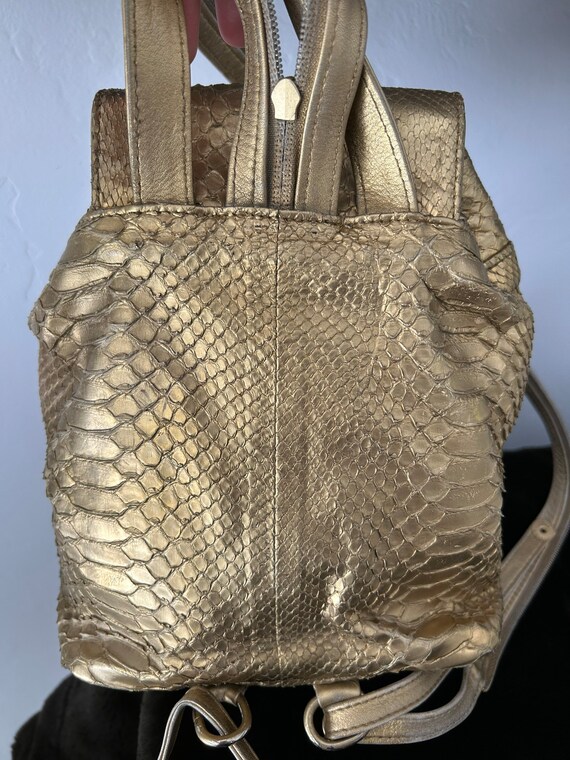 90’s Gold Snakeskin Mini Backpack - image 4