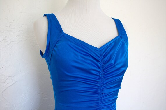 Vintage Royal Blue Ruched Pinup Swimsuit