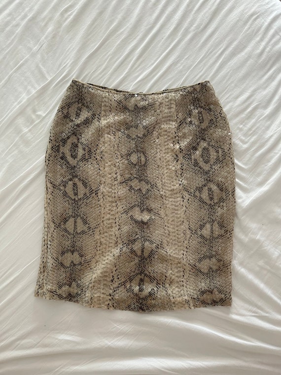 90's Silk Snake Print Sequin Skirt