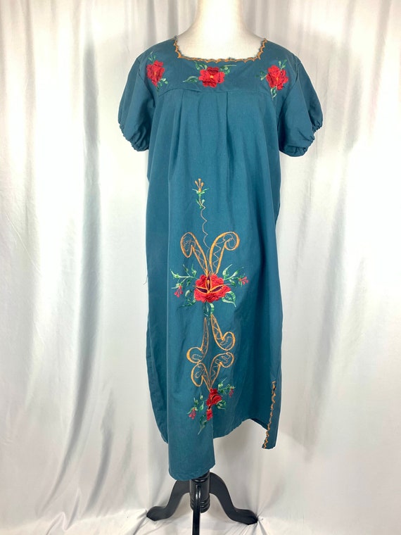Vintage Embroidered Mexican Cotton Dress