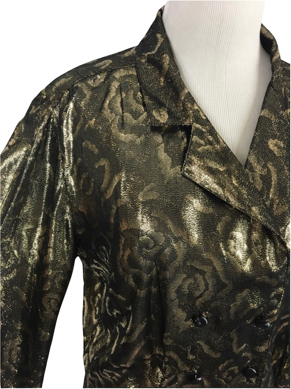Christian Dior Black and Gold Lamé Blouse - image 5