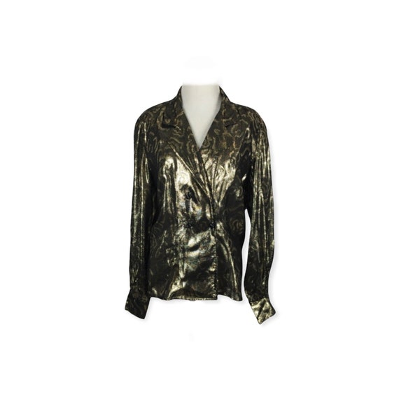 Christian Dior Black and Gold Lamé Blouse - image 2