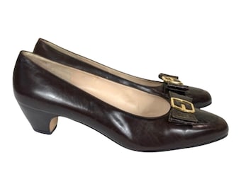 Salvatore Ferragamo Brown Leather Vara Heels