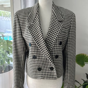 Cropped Houndstooth Double Breasted Jacket