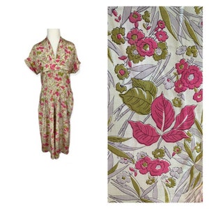 40s Floral Rayon Dress image 1