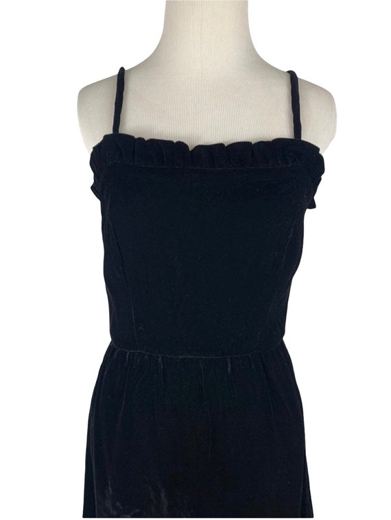 Vintage Black Velvet A Line Dress - image 3