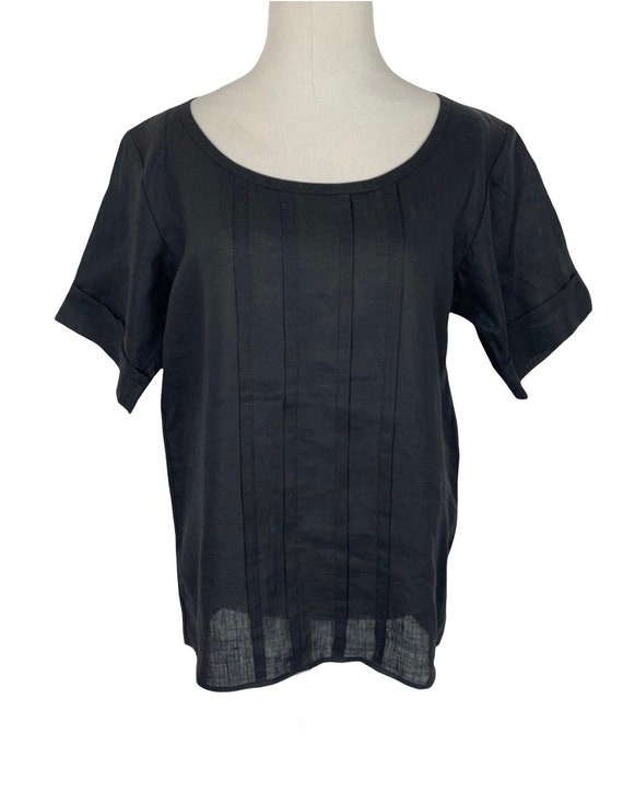 Yves Saint Laurent Silk Black Linen Blouse - image 2