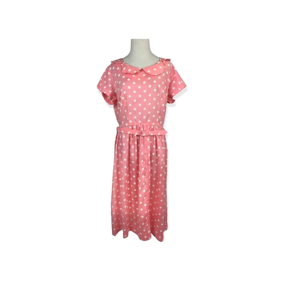 Vintage Pink Polka Dot Fit and Flare Sundress - image 1